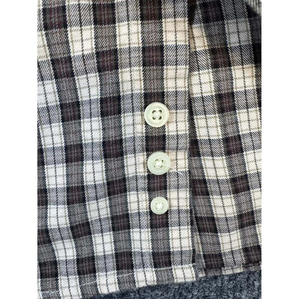 Eddie Bauer Mens XL Plaid Button Down Shirt Brown Tan Long Sleeve‎ 100% Cotton
